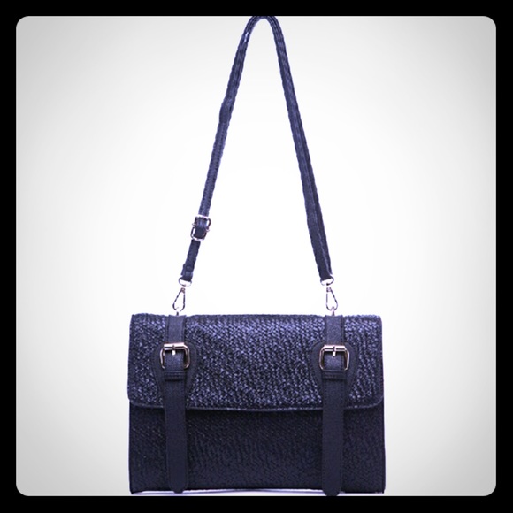 Pink Haley Handbags - Pink Haley European Vintage Weave Crossbody  Black